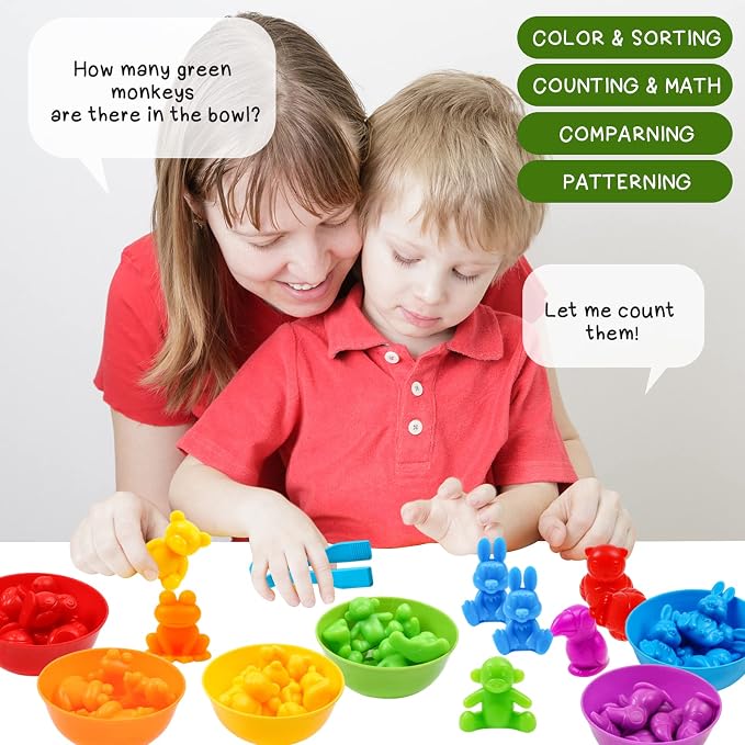 Counting Color Sorting Toys Animals Matching Games with Rainbow Bowls,Preschool Learning Educational Montessori Sensory Training Easter Basket Stuffers Gifts for 3 4 5 Year Old Kids - Image 6