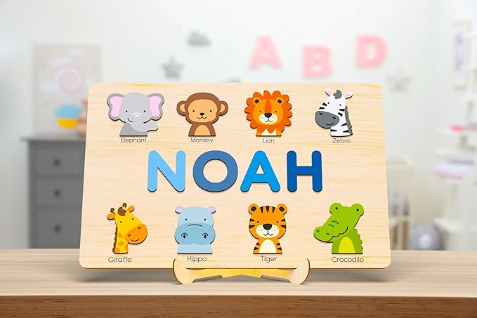 Handmade Wooden Name Puzzle, Personalized Montessori Toy, Unique Gift for Newborn or Baby Shower, Nursery Decor, Kids Birthday