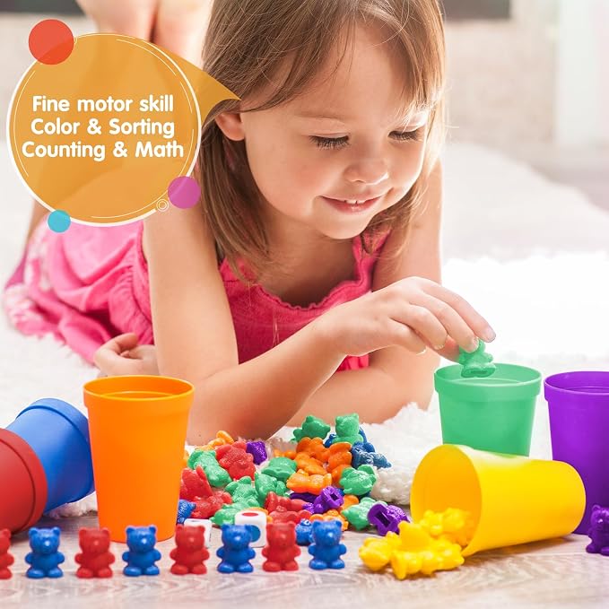 Bmag Counting Bears with Matching Sorting Cups, Preschool Learning Toys Color Recognition and Math Learning Games, STEM Educational Toy Gift for Kids Age 3 4 5 Year Old Boys Girls - Image 3