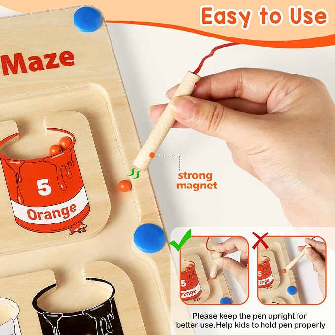 Magnetic Color and Number Maze, Montessori Toys Gift for 3-5 Year Boy Girl - Image 4