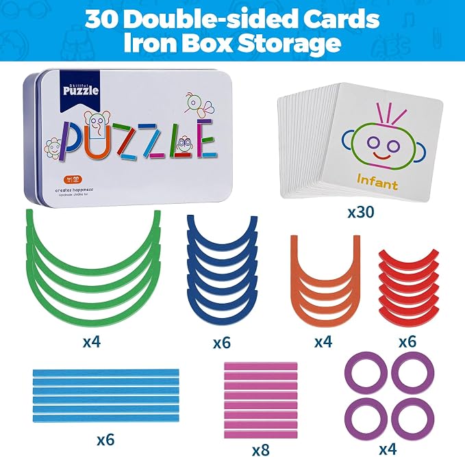STEM Montessori Puzzle Toy for Kids– Creative Shape Matching & Ring Stacking Set, Hands-On Learning Educational Game for Fine Motor Skills, Preschool Classroom Essentials Ages 3-6 - Image 2