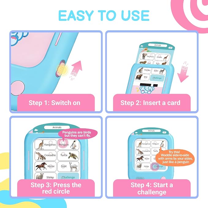 QuTZ Talking Flash Cards, Phonics Flash Cards, Learn to Read with 246 Pages, 29+ Themes, 1200+ Words & Fun Facts, 700+ Interactive Games, Toddler Learning Toys for 2-6 Year Old, 272 Pages - Image 5