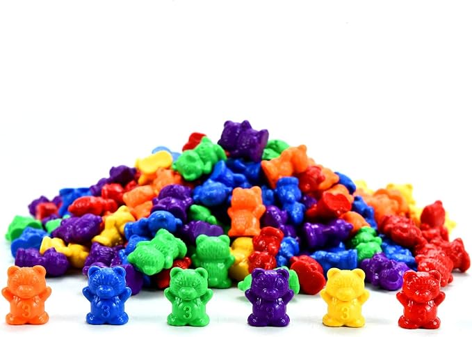 Timoo 120 Pcs Rainbow Counting Bears Math Manipulatives Color Sorting Bears Counting Bears (Green & Purple & Blue & Orange & Red & Yellow) - Image 7