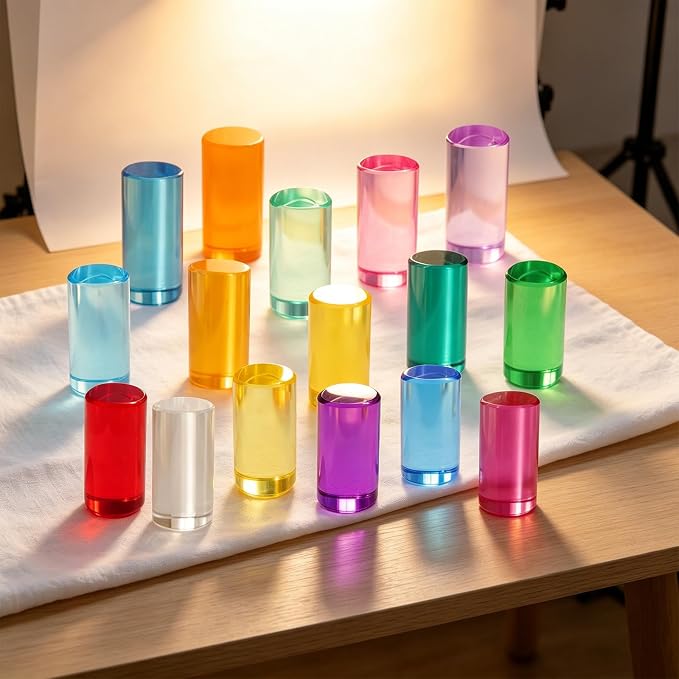 Rainbow Acrylic Blocks, 16 Stackable Cylinders for Kids Ages 3+ - Image 4