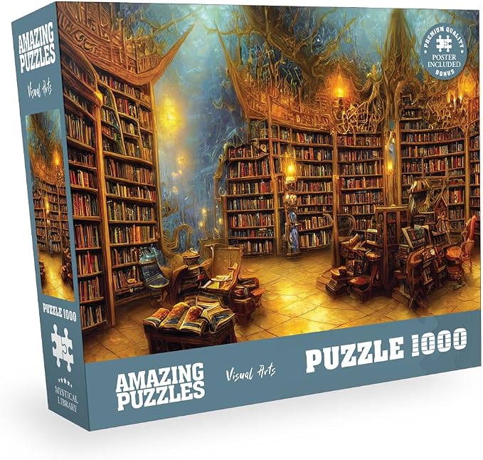 1000 Piece Jigsaw Puzzle for Kids and Adults 19x27in Poster Included - Mystical Library by Unknown