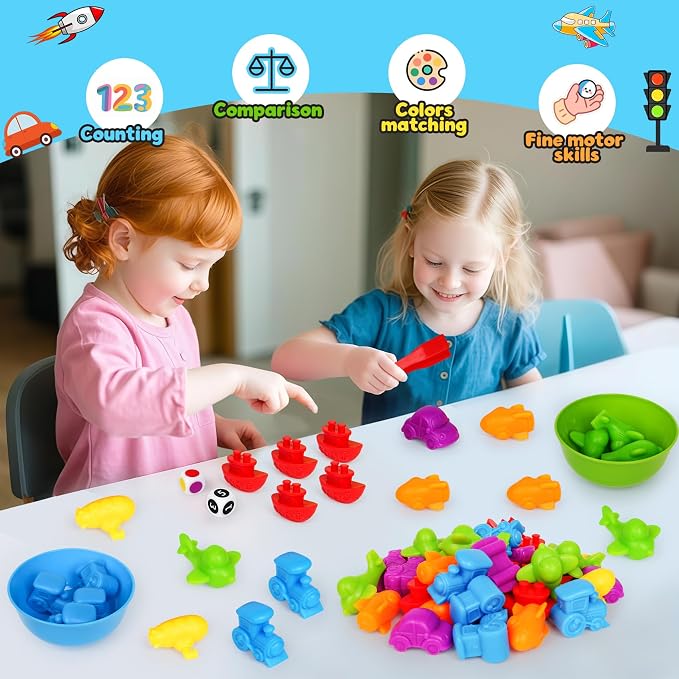 Counting Transport Matching Game with Sorting Cups, Sensory Sorting Colors Counting Toys with Games Dice, Montessori Training Preschool Educational Learning Toy Gifts for Toddlers Kids 3 4 5 6 + - Image 5