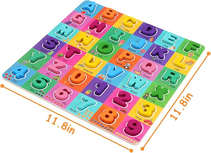 Wooden Alphabet Puzzles Ages 3-5, Alphabet and Number Puzzle with ABC Learning for Kids Ages 3 4 5, Preschool Learning Toys with Chunky ABC Puzzle Board for Girls Boys Kindergarten - Image 6