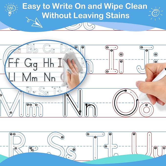 Aizweb Handwriting Practice Dry Erase Board,9" x 12" ABC Alphabet Letter Tracing for Kids Ages 3-5 Writing Small Whiteboard,Pre k Toddler Preschool Kindergarten Learning Activities,Homeschool Supplies - Image 6