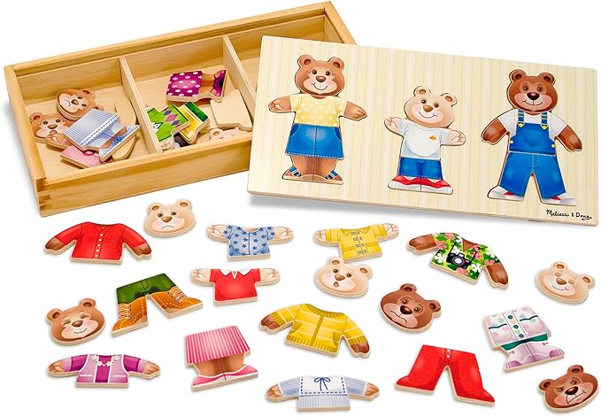 Melissa & Doug Wooden Bear Family Dress-Up Puzzle, 45 Pieces Mix and Match Outfits, Sorting & Matching Toy with Storage Case, Educational Puzzle for Toddlers Ages 3+ by Unknown
