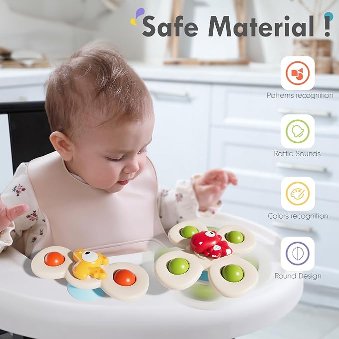 ALASOU Suction Cup Spinner Airplane Travel Toys for 1 Year Old Boy Girl - Image 3
