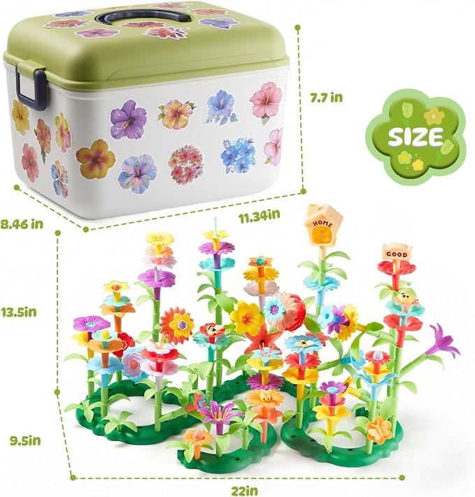 194 Pcs Flower Garden Building Toy Set, STEM Toy Gift for Kids - Image 4