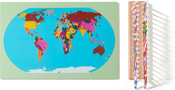 Premium Montessori World Flags Set with 22" Wooden Map- 36 Country Flags, Solid Beechwood, Educational Toy for Kids, Homeschool Classroom Geography Materials(Flags of The World) (Flags of the World) - Image 5