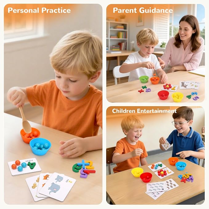 Wooden Peg Board Bead Game, Montessori Arithmetic Math Toy Set - Image 6