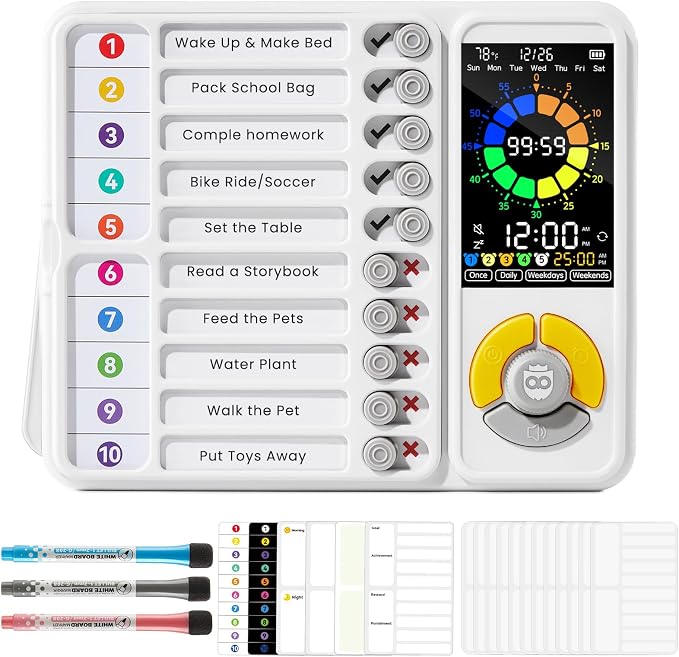 3-in-1 Visual Timer & ADHD Tool for Kids and Adults, Visual Schedule Board by Home