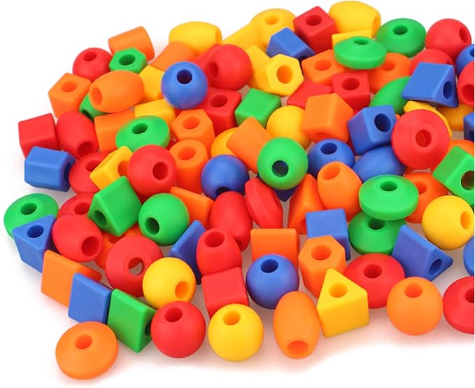 Lacing Beads for Toddlers (60 Stringing Beads,4 Strings) -Educational Montessori Preschool Activities,Toddler Sensory Occupational Therapy Toys Autism OT (with Storage Bag) - Image 2