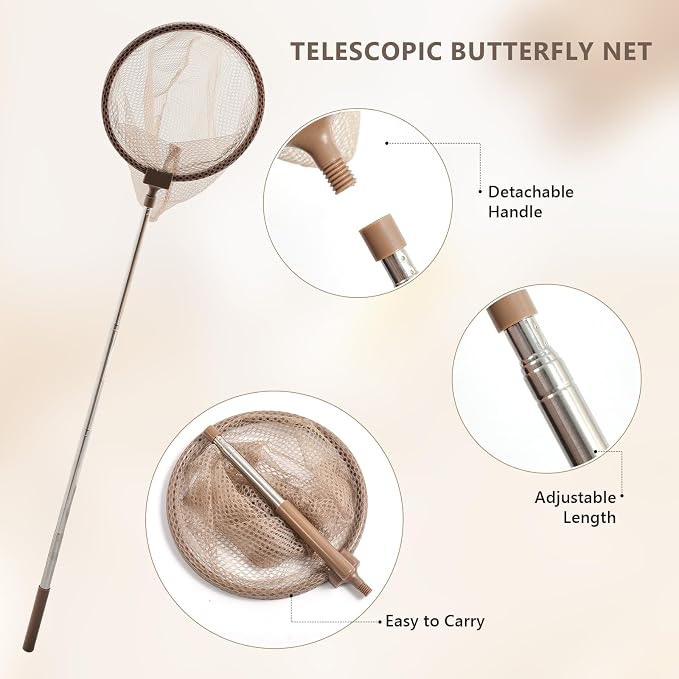 Montessori Wooden Bug Catcher Kit for Kids - 8-in-1 Outdoor Explorer Set with Habitat, Net & Magnifying Glass STEM Learning Toys for Ages 3-8 Nature Gift for Boys & Girls - Image 6