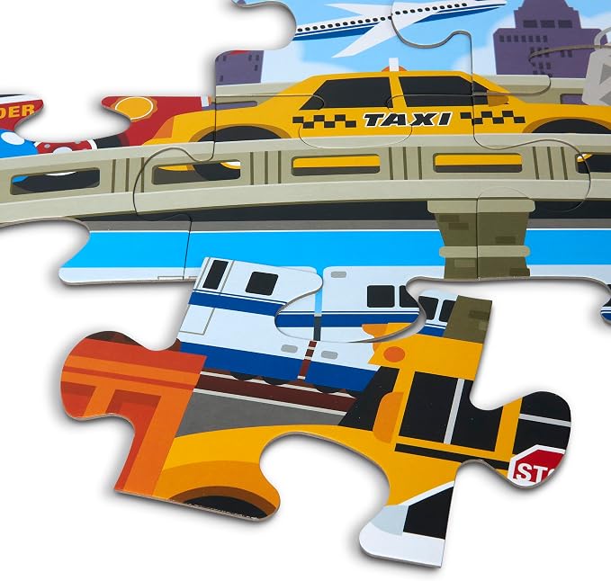 Melissa & Doug Traffic Jam Jumbo Floor Puzzle (24 Pieces, 2 x 3 Feet), Vehicle-Themed Jigsaw Puzzle for Preschoolers and Kids Ages 3+ - FSC Certified - Image 4