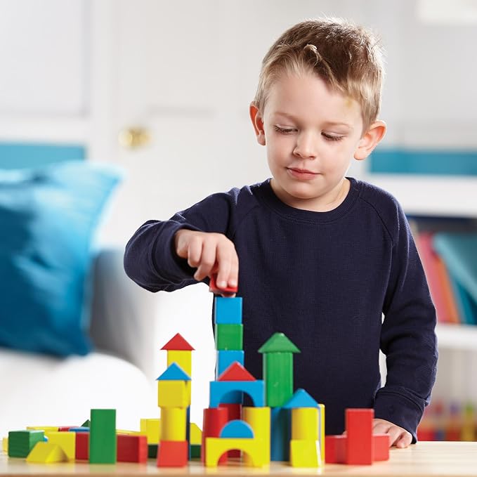 Melissa & Doug Wooden Building Blocks, 100-Piece Set of Sorting & Stacking Toys in 4 Colors and 9 Shapes, Classic Toddler Toys for Girls & Boys Ages 2+ - FSC Certified (Pack of 6) - Image 2