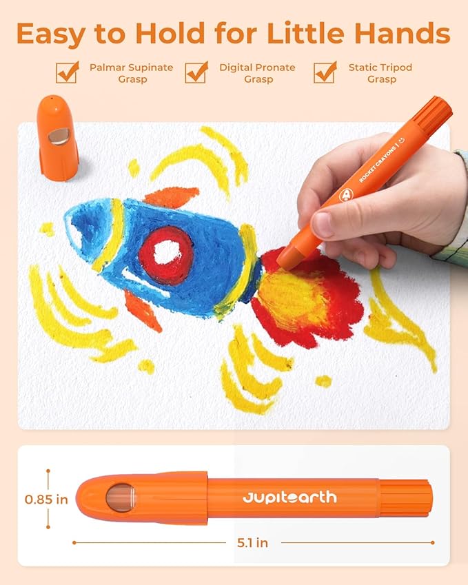 JUPITEARTH 12 Colors Twist Crayons for Toddlers 1-3, Non-Toxic Washable Crayons for Ages 4-8 with Storage Bucket, Ultra-Silky and Easy to Hold Art Supplies,Ideal Christmas Gift for Boys and Girls