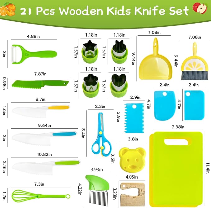 21 Pcs Kids Knife Set for Real Cooking Safe Kitchen Tools for Ages 4+ - Image 6