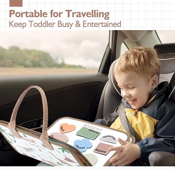 hahaland Montessori Busy Board for Toddlers Boy Travel Toys, Dinosaur - Image 5