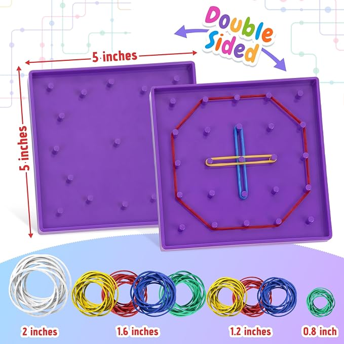 6 Pack Double-Sided Geoboard Math Preschool Classroom Manipulative for Kids - Image 4