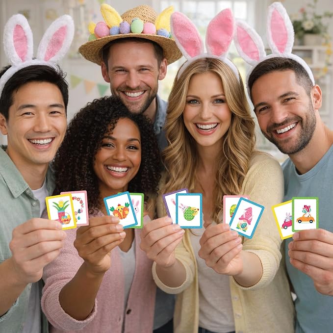 gisgfim 100 PCS Memory Matching Game Easter Concentration Memory Games Card Learning Educational A Fun & Fast Easter Egg Bunny Religious Cross Matching Games - Image 6