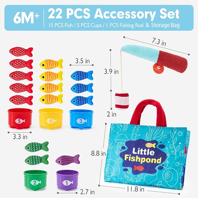 hahaland Montessori Toys for 1 Year Old Boy Girl Birthday Gift-Fishing Game - Image 8