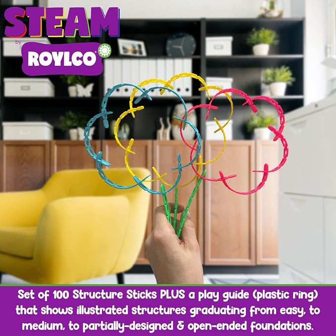Roylco STEAM Structure Sticks Kit - Multi Color Plastic Sticks to Inspire Creativity - Build and Create with Unique Design - Image 7
