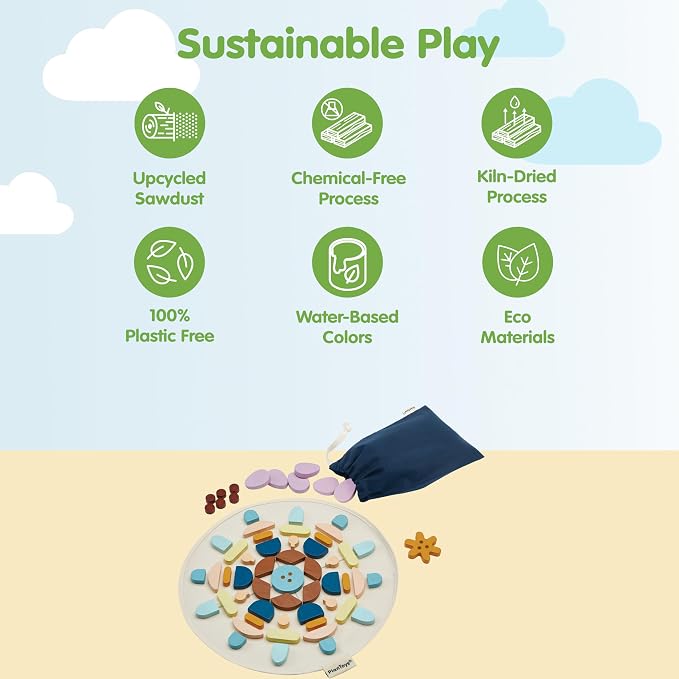 PlanToys® Wooden Mandala Set Montessori Inspired Open Ended Kids Play - Image 3