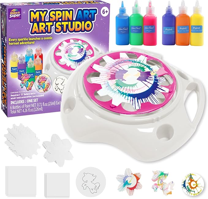 Make It Super Paint Spin Art Machine for Kids, Arts & Crafts Spinner Toy Kit, Birthday & Christmas Gift for Boys & Girls Ages 6-12 Year Old