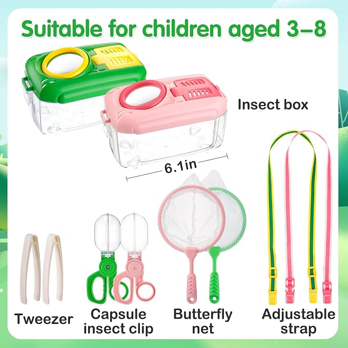 2 Sets Bug Catcher for Kids, Bug Catching Kit Gifts with Butterfly Net Toys - Image 7