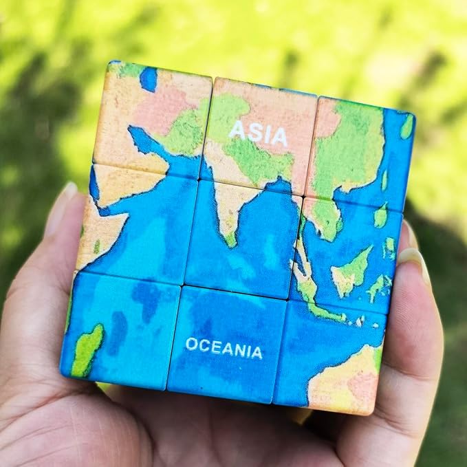 3x3x3 World Map Design Speed Cube Geography Puzzle,Educational Brain Teaser Toy, Relief Effect for Child Audlts Toys - Image 2