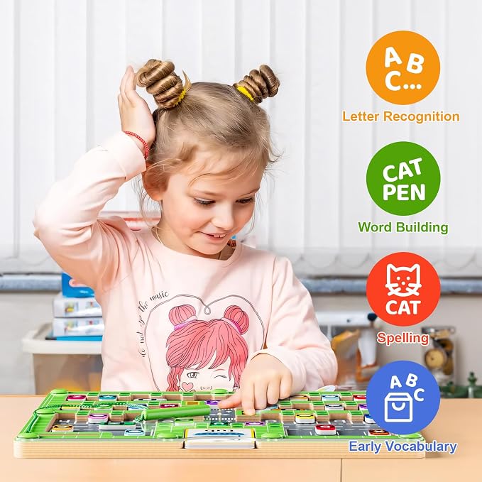 zhiwuzhu 2 in 1 Magnetic Color and Number Maze, Wooden Montessori Preschool Learning Toy, Fine Motor Skills Brain Game, Portable Travel Toy, Ideal Birthday for Toddlers 3-5 Year Old Boys Girls - Image 6