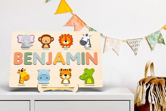 Handmade Wooden Name Puzzle, Personalized Montessori Toy, Unique Gift for Newborn or Baby Shower, Nursery Decor, Kids Birthday