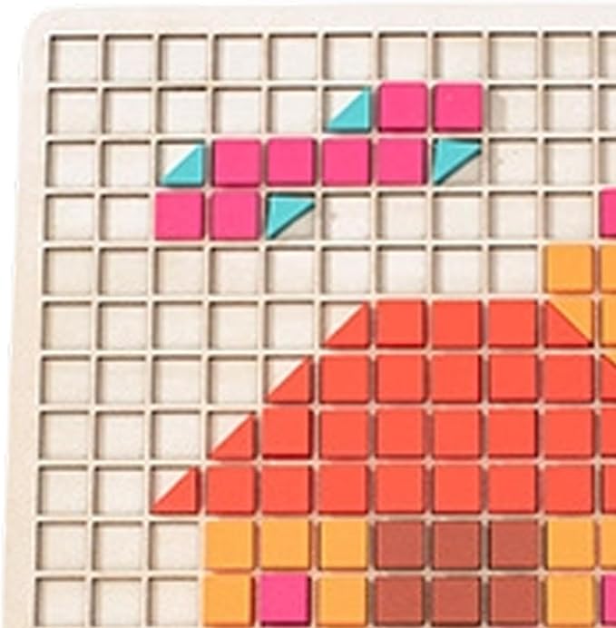 Wood Puzzles Color Blocks Colorful Geometric with Teaching Cards 210 Pieces - Image 7