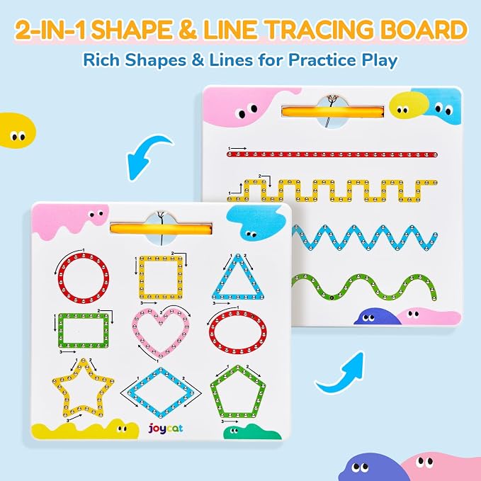 JoyCat Magnetic Shapes and Lines Tracing Board, 2-in-1 Pencil Control Toy - Image 2