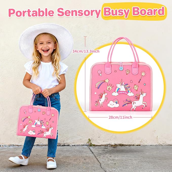 Busy Board Montessori Toys Toddler Girl Gift, Sensory Travel Toy for 1-3 - Image 6