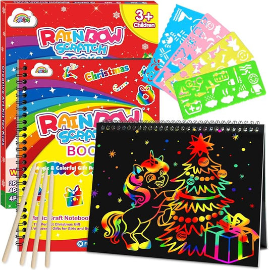 ZMLM Scratch Paper Art-Crafts Gift: 2 Pack Rainbow Notebooks Supplies Toys by ZMLM