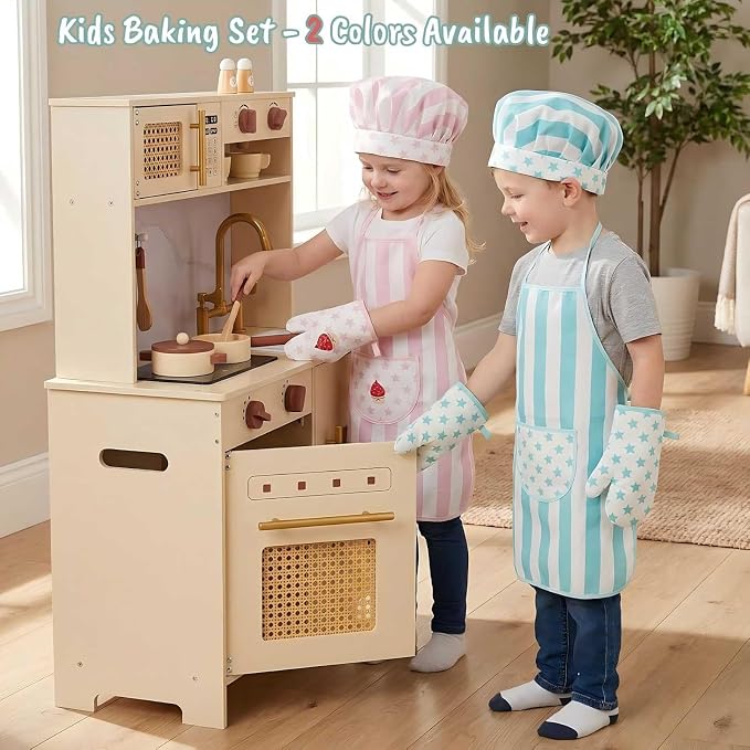 Kid Apron and Chef Hat Set, 3Pcs Children Cooking Baking Set Kits - Image 6