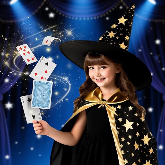 Magic Kit for Kids 6-8-10-12, 130 Magic Tricks Set for Kids with Magician Costume and Magic Wand, Board Game Christmas Birthday Gifts Toys Magic Set for Ages 6 7 8 9 10 11 12 Years Old Boys Girls