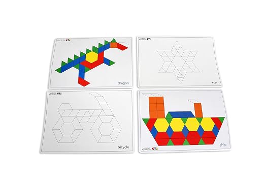 LEARNING ADVANTAGE Pattern Block Cards - Set of 20 Double-Sided Cards - Early Geometry for Kids - Teach Creativity, Sequencing and Patterning - Image 7
