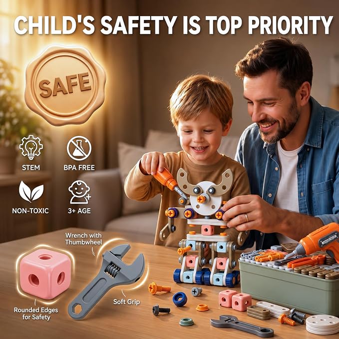 2026 New Kids Tool Set, 211 Pcs STEM Building Toys for Ages 3-8 - Image 4
