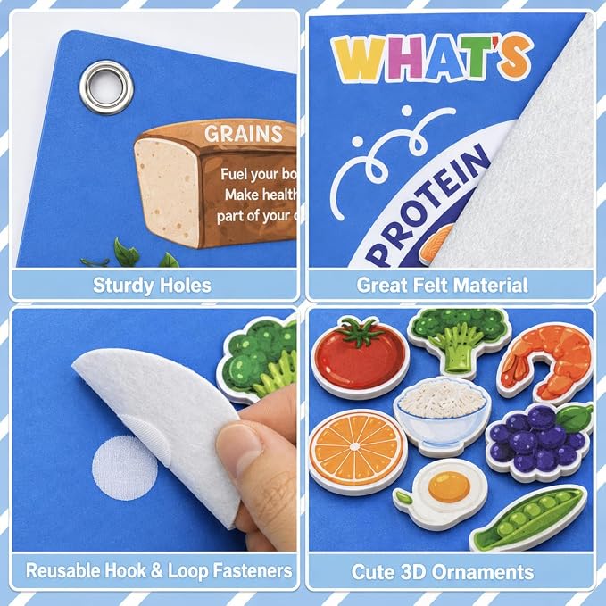 Cinrobiye My Plate Felt Activity Set, Nutrition Learning Food Groups Board, Preschool Interactive Sorting Game, Classroom Bulletin Board Educational Felt Teaching Aid for Homeschool & Learning Centers - Image 3