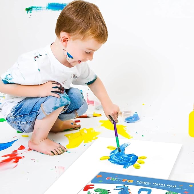 Funto Finger Paint Pad for Kids, 60 Sheets Total, 12"x16", 2-Pack, Toddler Painting Supplies, Art Paper for Finger Painting, Drawing Supplies