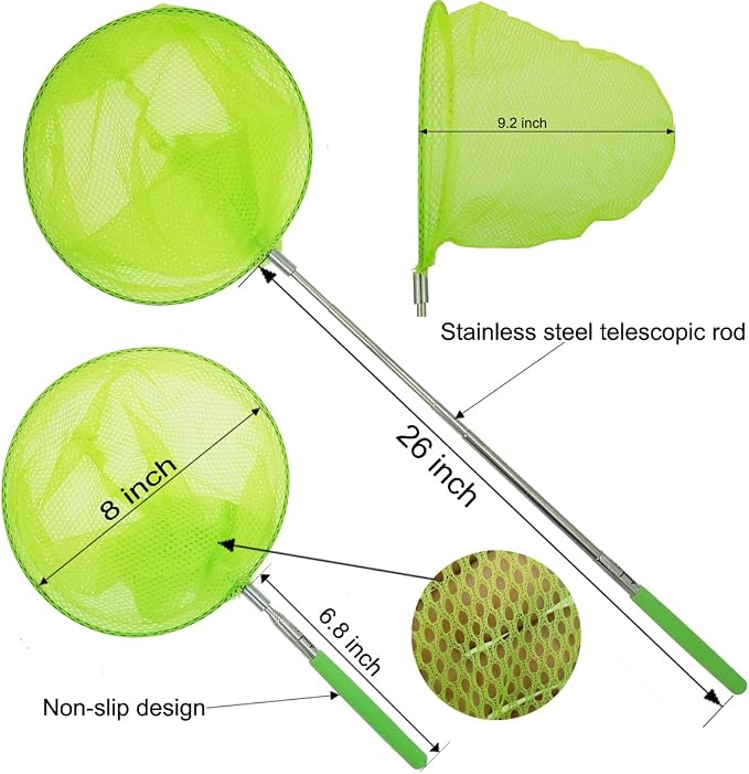 #1 M-jump 3 Pack Colored Telescopic Butterfly Nets - Great for Catching Insects Bugs Fishing - Outdoor Toy for Kids Playing - Extendable from 6.8" to 34"… - Image 2