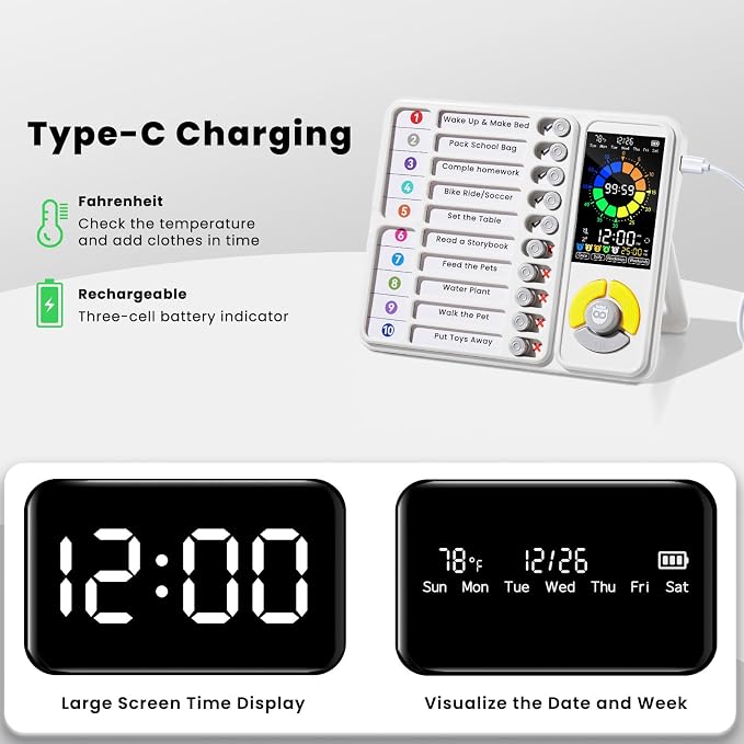 3-in-1 Visual Timer & ADHD Tool for Kids and Adults, Visual Schedule Board - Image 3