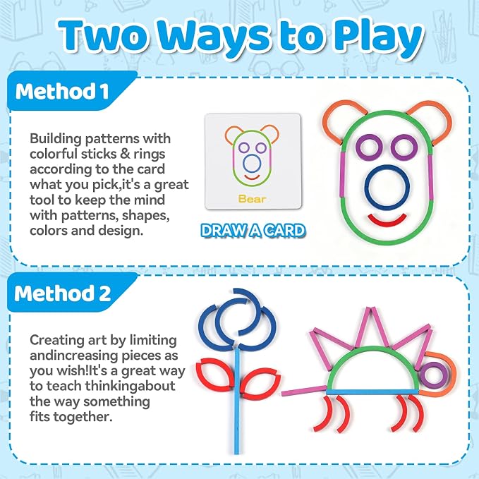 STEM Montessori Puzzle Toy for Kids– Creative Shape Matching & Ring Stacking Set, Hands-On Learning Educational Game for Fine Motor Skills, Preschool Classroom Essentials Ages 3-6 - Image 5