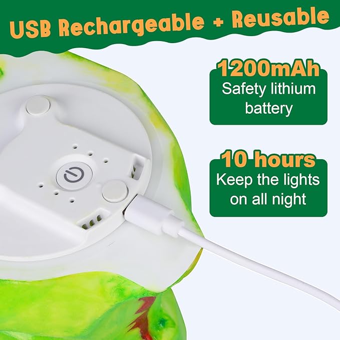 EPUMP Paint Your Own Dinosaur Lamp Kit - Rechargeable 1200mAh Night Light with 2 Light Modes, Arts and Crafts Painting Toys for Girls Boys, Art Supplies Birthday & Christmas Gifts for Kids Ages 3-12+