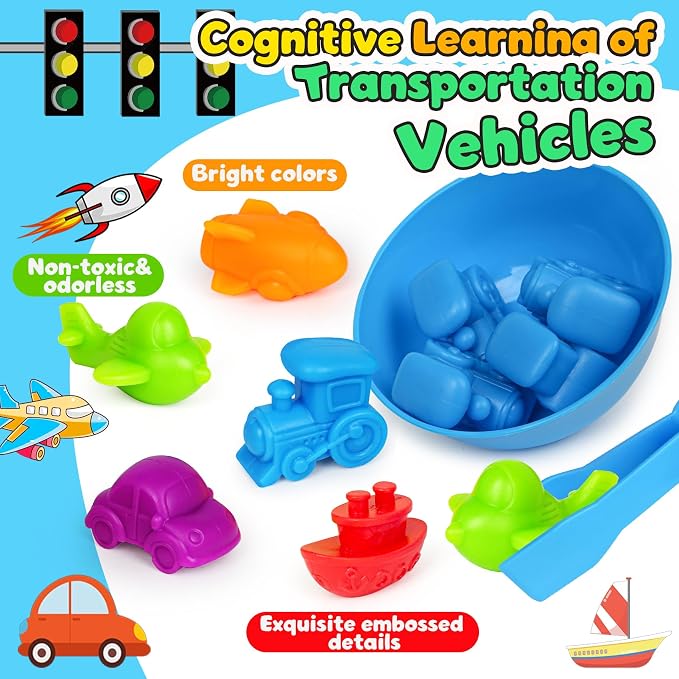 Counting Transport Matching Game with Sorting Cups, Sensory Sorting Colors Counting Toys with Games Dice, Montessori Training Preschool Educational Learning Toy Gifts for Toddlers Kids 3 4 5 6 + - Image 3